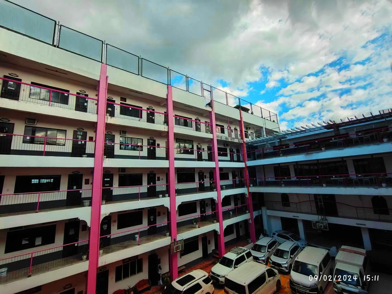 The multi-level SVFC campus courtyard